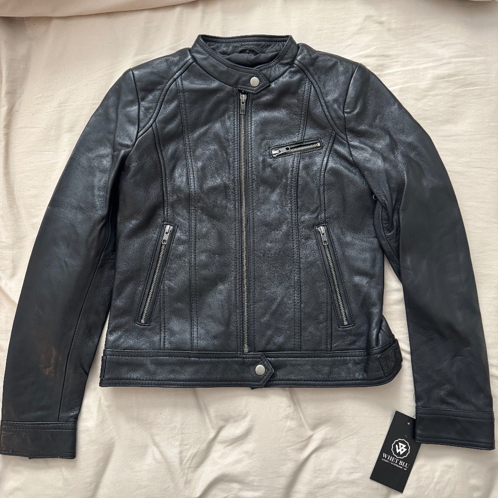 Women’s Black Genuine Leather Moto Jacket – Whet Blu – Size S (NWT)